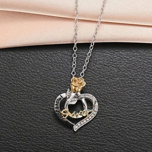 Collana con ciondolo a cuore bicolore rosa per donna, regalo per sorella, gioiello alla moda con catena a clavicola - Product Image 4