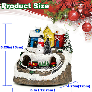 Décorations de Noël pour bureau, ornements micro-paysages en résine lumineuse à finition mate, figurines de Père Noël rotatives avec lumières musicales, jouets - Product Image 6