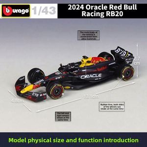 Modèle de voiture de course <span class=keywords><strong>F1</strong></span> Red Bull 2024 RB20 à l'échelle 1:43, fini en métal, jouet de simulation, voiture de Verstappen, meilleure qualité Meego Control Force Youth - Product Image 2