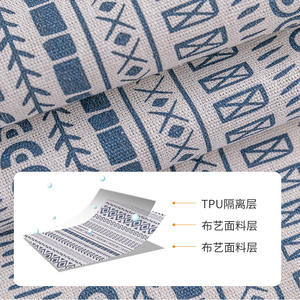 Hoh Xil <b>Tablecloth</b> Geometric Pattern Blue <b>White</b> Flax 70% Waterproof Home Decor Cotton <b>Linen</b> Print - Product Image 5