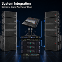 Système de sonorisation professionnel pour concert avec deux enceintes line array de 8 pouces, récepteur de microphone sans fil, mixeur et amplificateurs de puissance