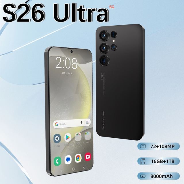 16GB+1TB Factory Price 2026 S26 Ultra 5G Smartphone CDMA French/English FHD Android 15 Deca Core 144Hz 108MP Camera 65W Quick