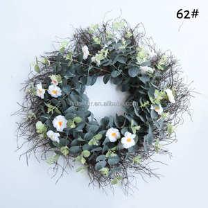 Foresta <span class=keywords><strong>serie</strong></span> 65 #60cm (22 pollici) rami di foglie d'ulivo e bacche ghirlanda verde con bacche su base di rattan essiccato naturale - Product Image 5