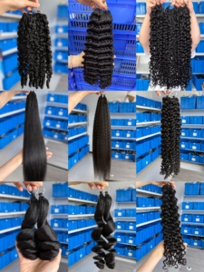 Extensions de cheveux au crochet en gros, cheveux humains bouclés bruts non traités 100% alignés sur les cuticules, double trame machine, 100g - Product Image 5