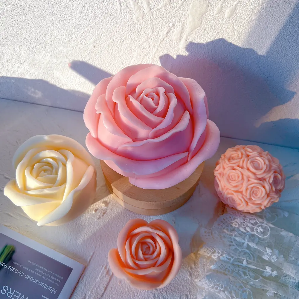 INTODIY 3 Größen Rose geformte Kerzen form Valentinstag Geschenk idee Blume Rose Ball Silikon form Home Decor Jubiläums geschenk