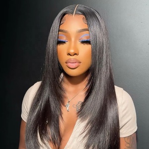 Clj-Peluca de cabello humano liso Afro para mujer, pelo <span class=keywords><strong>corto</strong></span> con encaje Hd, color negro francés, 18 pulgadas, envío directo, venta al por mayor - Product Image 1