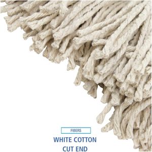 Cabezales de mopa húmeda de algodón blanco de 16 oz Boardwalk, con extremo cortado, juego de 12 por caja con cesta de plástico rectangular, equipo de limpieza para el hogar - Product Image 1