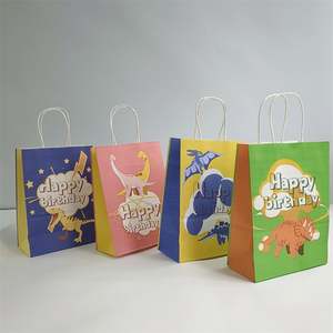 16*8*22cm Animal Cartoon Design White Kraft Birthday Gift Paper <b>Bag</b> - Product Image 1