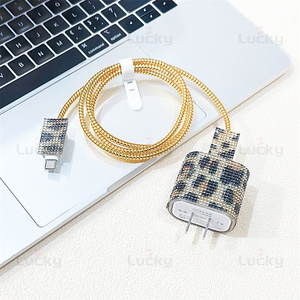 Tự làm 5 trong 1 cáp USB Bling Bìa tường sạc cáp bảo vệ cho iPhone 20W tường sạc khối trường hợp - Product Image 4