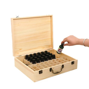 Moderne herbruikbare aanpasbare essentiële oliën opbergdoos met houten compartimenten, draagbare reistas & organizer - Product Image 3