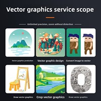 Création de graphiques vectoriels, diagrammes CDR, designs AI haute résolution ; découpes personnalisées PS ; conception de logos ; conversion d'images en fichiers source