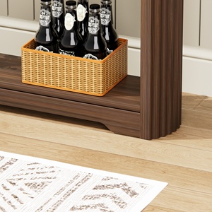 Wavy-Patterned Eco-Friendly Modern <b>Storage</b> <b>Table</b> with Drawers Slim Wooden Side <b>Table</b> for Sofa Placement - Product Image 5