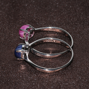 <span class=keywords><strong>Anillo</strong></span> de <span class=keywords><strong>Zafiro</strong></span> Estrella para Mujer y <span class=keywords><strong>Hombre</strong></span>, <span class=keywords><strong>Anillo</strong></span> de Plata Esterlina 925, <span class=keywords><strong>Anillo</strong></span> de Corindón Azul de Talla Redonda Creado en Laboratorio - Product Image 2