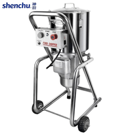 Hachoir à viande et légumes en acier inoxydable sur chariot, déplacement facile, décharge rapide, pour restaurant et cantine