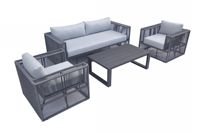 Meilleure Vente : Ensemble de conversation d'extérieur en aluminium avec fauteuils, mobilier de patio OEM, ensemble de canapés en corde pour villa