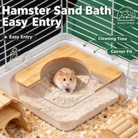 Bac de bain triangulaire pour hamster, directement de l'usine, avec couvercle en bambou, pour petits animaux, bain de sable, gain de place, OEM/ODM