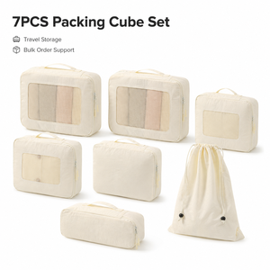 Logo personnalisé, 7 pièces, cubes de rangement imperméables, organisateur de voyage, OEM ODM, vente en gros, grande capacité, étuis de rangement pour bagages, nylon, valise - Product Image 1