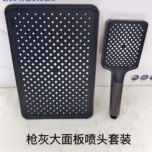 Juego de cabezal de ducha rectangular gris plomizo de 12 pulgadas con función anticorrosión - Product Image 2