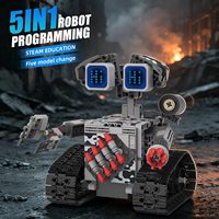 Kit de construction de robot de guerre programmable 5-en-1 avec télécommande, assemblage DIY, application APP, robot télécommandé avec lumière LED, jouet