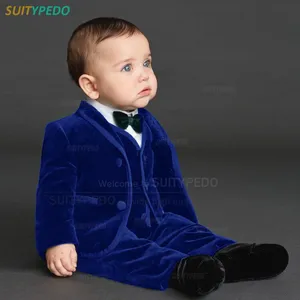 Velours Mode Garçon Costume Ensemble Gilet + <span class=keywords><strong>Pantalon</strong></span> + 3PCS Enfants Gentleman Effectuer Tenue Enfants Costumes Marié <span class=keywords><strong>Mariage</strong></span> Formel Tuxedos - Product Image 4