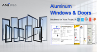 Puerta Corredera de Vidrio Ultra Estrecha de Aluminio con Rotura de Puente Térmico AMJ NFRC Csa, Directo de Fábrica, Ventanas y Puertas de Aluminio NFRC
