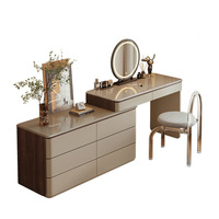 Commode-Table de Maquillage Liuguang 2025 – Nouvelle Collection Luxe Léger Haut de Gamme, Style Minimaliste Italien, en Bois Massif, Multifonctionnelle pour Chambre à Coucher