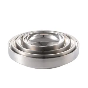 high capacity round silvery dinner stainless steel dishes and plates from china