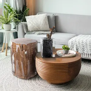 Furnitur Mewah Akrilik Desain Baru Meja Samping Kecil Meja Marmer Bagian Atas Heksagonal Tanpa Noda Meja Samping Modern Mewah Gaya Italia