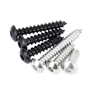 Hardware fasteners black stainless steel 304 A2 button head socket set self tapping screws for steel beam