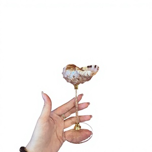 Handmade Bohemian Seashell Pattern <b>Plastic</b> <b>Mug</b> with Tray on Gold Stand Eco-Friendly Dishwasher Safe Party Decor Gift Item - Product Image 2