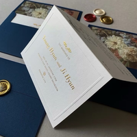 Tarjeta de gama alta personalizada, plegable en relieve de oro impreso de doble cara para invitaciones de boda y tarjetas de agradecimiento