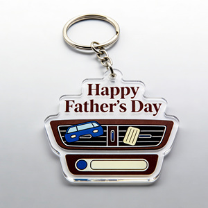 Llavero de acrílico personalizado para el Día del Padre. "El Mejor Papá del Mundo" Impreso. Patrón de Corbata/Barba. Para el mejor padre. - Product Image 6