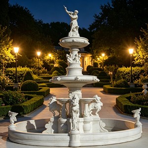 <span class=keywords><strong>Fontaine</strong></span> <span class=keywords><strong>murale</strong></span> en marbre beige naturel européen, relief floral sculpté à la main, élément aquatique pour cour, taille personnalisable - Product Image 5