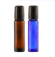 Flacons roll-on en verre dépoli de 10 ml, bleu cobalt, ambré, vides, pour huiles essentielles et parfums, sérigraphiés Zhejiang