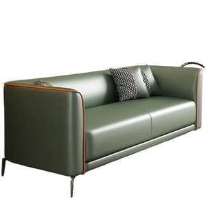 Sofá Moderno de Cuero Verde de Tres Plazas con Relleno de Espuma Resistente, Muebles para Sala de Estar - Product Image 4