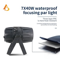 Nouvelles lampes PAR 7x40w disponibles en stock, éclairage PAR LED RGBW 4 en 1 pour extérieur avec zoom