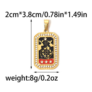 Retro fatto a mano fai da te goccia d'olio stella del sole ciondolo ciondolo con ciondolo in acciaio inossidabile tarocchi con diamanti gioielli di moda - Product Image 4