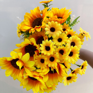 PT-SFL001 <span class=keywords><strong>Bouquet</strong></span> <span class=keywords><strong>de</strong></span> tournesols artificiels <span class=keywords><strong>de</strong></span> style européen, fleurs artificielles, style campagnard, accessoire <span class=keywords><strong>de</strong></span> photographie pour la maison, <span class=keywords><strong>bouquet</strong></span> <span class=keywords><strong>de</strong></span> <span class=keywords><strong>mariage</strong></span> - Product Image 5