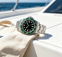 Montre de plongée de luxe pour homme, lunette verte, cadran noir, bracelet en acier inoxydable, étanche, lumineuse, montre-bracelet de style professionnel