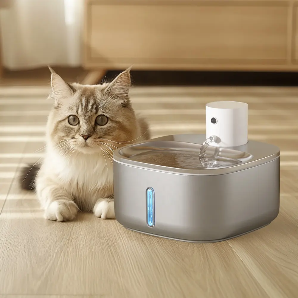 Petwant3.2Lステンレス鋼ワイヤレス電池式ペット小動物用飲料水噴水犬猫