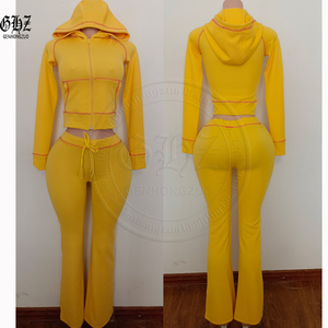 Completo da <span class=keywords><strong>donna</strong></span> in maglia waffle personalizzabile con LOGO 2026 - Tuta sportiva 2 pezzi in <span class=keywords><strong>cotone</strong></span> con felpa con cappuccio e pantaloni jogger - Set loungewear da <span class=keywords><strong>donna</strong></span> - Product Image 3