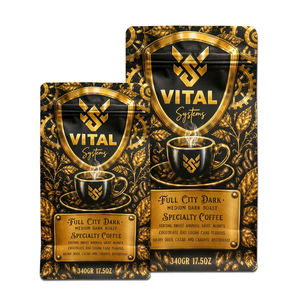 Bolsa resellable con cierre zip y estampado dorado personalizado en lámina mate para envasar y almacenar granos de café, té, nueces y alimentos. - Product Image 6