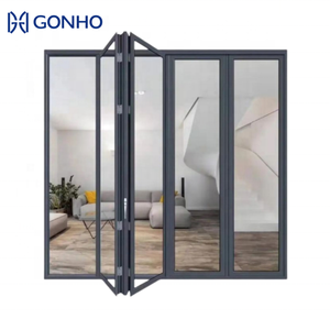 GONHO cam veranda katlanır kapı siyah konferans odası katlanır kapılar oda bölücüler katlanır cep kapı - Product Image 3