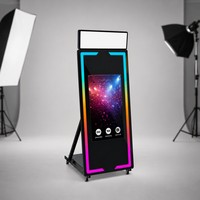 Miroir Magique Numérique Intelligent avec Lampe Carrée et Écran Tactile – Machine Photobooth Selfie pour Fêtes et Mariages avec Imprimante Intégrée