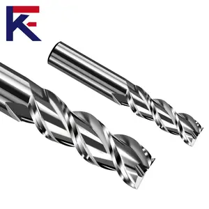 KF Carbide 55 HRC 3 Flutes Milling Cutter For Aluminum Flat Head Carbide Endmill