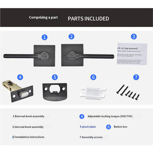 Gagang Pintu Interior Privasi Warna Hitam Matte, Tuas Persegi, Kunci Paduan Seng, Dapat Dibalik, Tanpa Kunci, Kunci Privasi untuk Kamar Tidur - Product Image 5