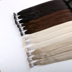 Venta al por mayor de 22 pulgadas doble dibujado ruso virgen cutícula alineada Remy extensiones de cabello humano con enlaces de queratina punta plana K - Product Image 1