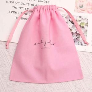 ถุงผ้าฝ้ายมัสลินปักโลโก้ตามสั่ง พร้อมเชือกผูก สำหรับใส่ของขวัญ - Product Image 1