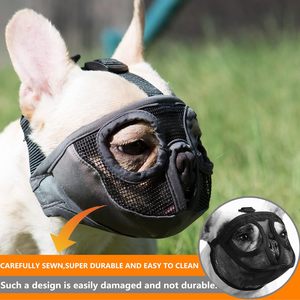 Bozales Ajustables y Transpirables de Malla para Perros Bulldog, Anti-Mordidas, Anti-Comida Indiscriminada, para Perros de Hocico Corto - Product Image 4