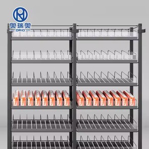 Kệ siêu thị hai mặt kim loại trọng lực thức ăn Con lăn Giá trượt Hệ thống kệ cho kho lưu trữ Kệ trưng bày - Product Image 1